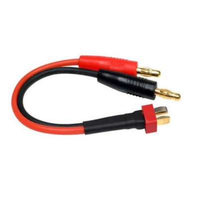 CHARGING CABLE WITH GOLD CONNECTOR 4mm BANANA PLUG TO T-PLUG BATTERY PLUG